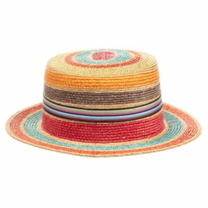 Colorful striped straw hat isolated on a white background
